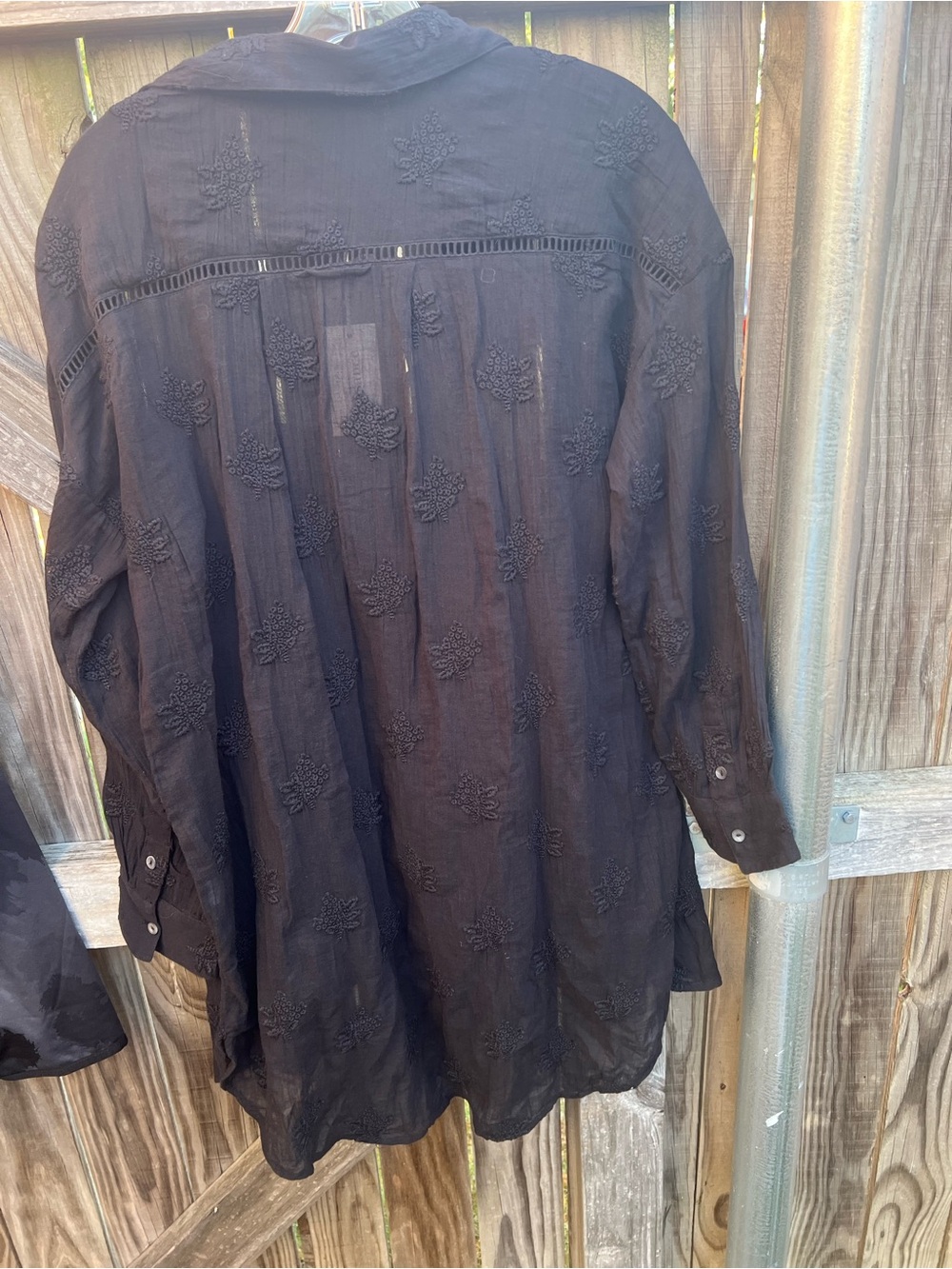 Sundance petite clover field two piece Black EmbroideredButton-Down tunic - Picture 3 of 10